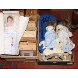 Two boxes of collectable dolls including boxed examples from the Ashton - Drake galleries.