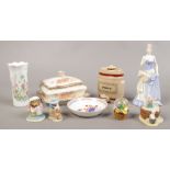 A small group of ceramics to include Coalport lady, Wade spirit keg, Border Fine Arts etc.