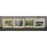 A set of three wildlife photographs along with a mountainous scene.