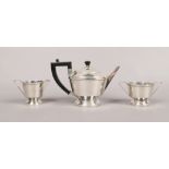 A silver Art Deco 3 piece teaset, assayed Birmingham 1932 by A. L. Davenport Limited.