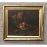 E. Filton. An early 20th century oil on canvas in gilt frame, still life of fruit, signed and