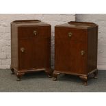 A pair of mahogany bedside cabinets with single drawer.