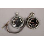 A Waltham military pocket watch along with a similar example, both for spares and repairs.