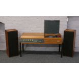 A Ferguson teak cased stereo system with separate matching speakers.