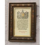 PTE. Frederick Thomas Willis Essex Regt. A framed World War One commemorative scroll.