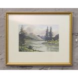 A P. Jefferies gilt framed watercolour, highland scene.