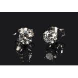 A pair of 18ct white gold diamond stud earrings, total diamond weight 0.62ct.