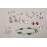 A collection of silver jewellery to include earrings, necklaces, bracelet etc.