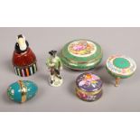 Limoges, Staffordshire enamels and Villeroy & Boch trinket boxes etc.