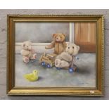 Clair Butler oil on canvas, teddies.