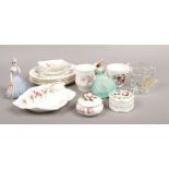 A collection of mixed ceramics to include Royal Albert lavender rose, Coalport figures,