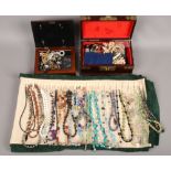 A collection of costume jewellery to include beads, wristwatches earrings, pendants, chains,