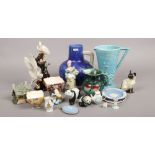 A group of mixed ceramics to include Royal Worcester F. G. Doughty figure, Beswick, silver top