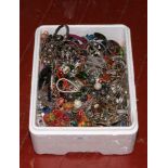 A box of costume jewellery to include beads, bangles, earrings, bracelets etc.