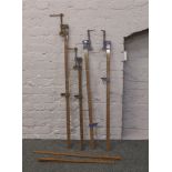 Four sash clamps to include Record, Woden examples etc.