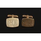 A pair of gents 9ct gold cufflinks engraved C.E.S 10.5 grams.