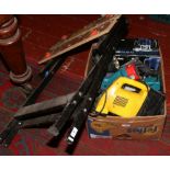 A box of power tools and a Black & Decker workmate to include 1200w Wickes router kit, Makita