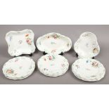 A Rockingham part dessert service Flowers by Girls pattern with green edged borders c1830-42.