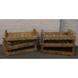 Six vintage stencilled wooden storage crates, including Ralph Day & Co. Preston Bros etc.