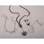 Three Deco crystal necklets and a pair of earrings.