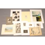 A collection of mostly mounted artwork. c.1950-60s. Condition report intended as a guide only.Some