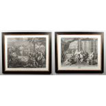 Two 19th century French religious engravings in ebonized and parcel gilt frames. Louis de Boullongne