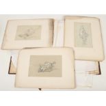 Ernest Crofts R. A. (1847-1911). A portfolio of pencil sketches heightened in white. Battle scenes