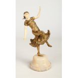 Georges Omerth (French fl. 1895-1925) an Art Deco gilt bronze and ivory figure of a dancing girl.