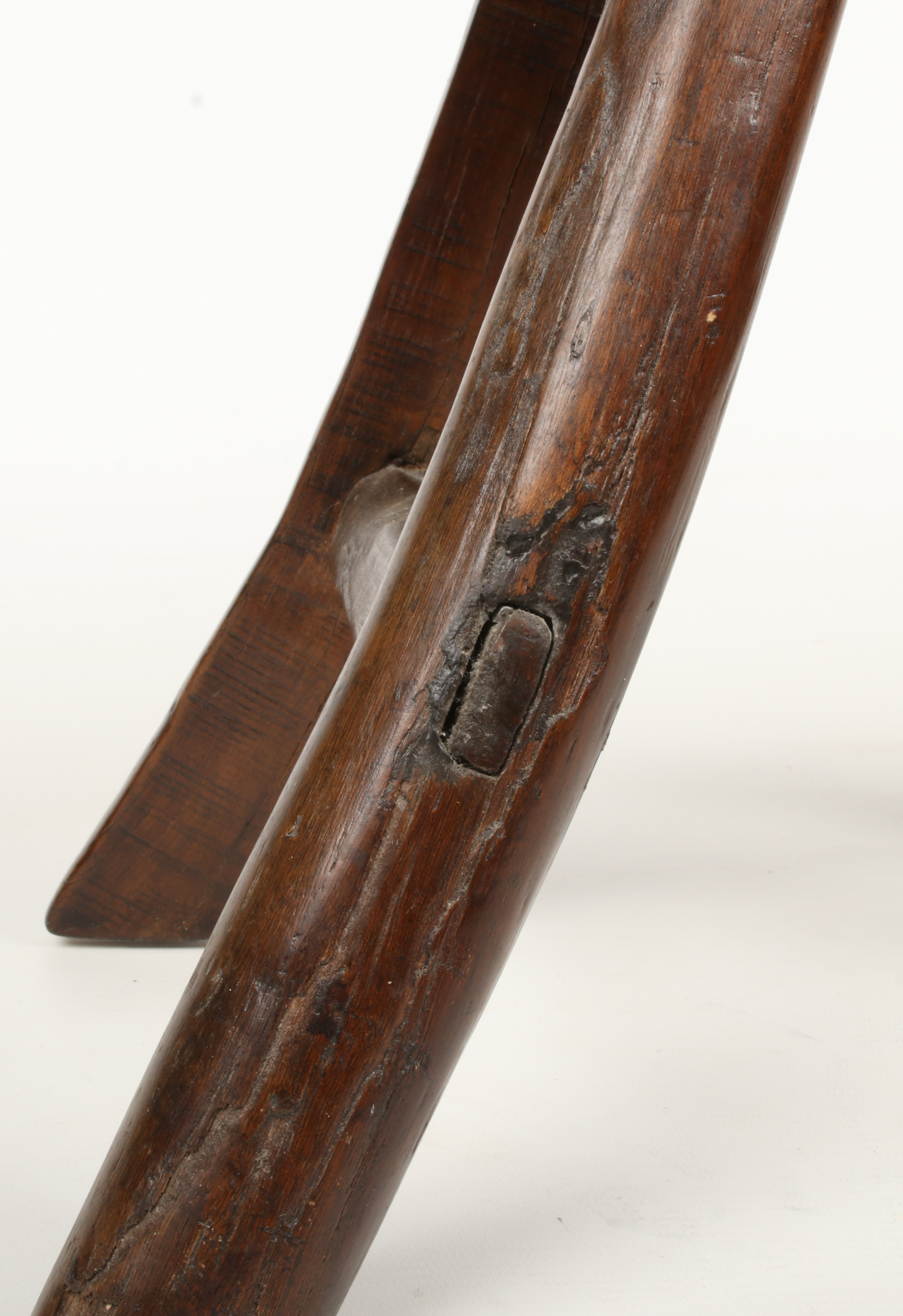 A period oak estate built small stool. With concave plank top, exposed tenons and splay supports, - Image 3 of 4