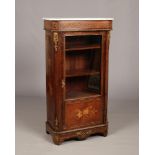 A 19th century mahogany marble top pier cabinet with gilt metal mounts. With marquetry inlay