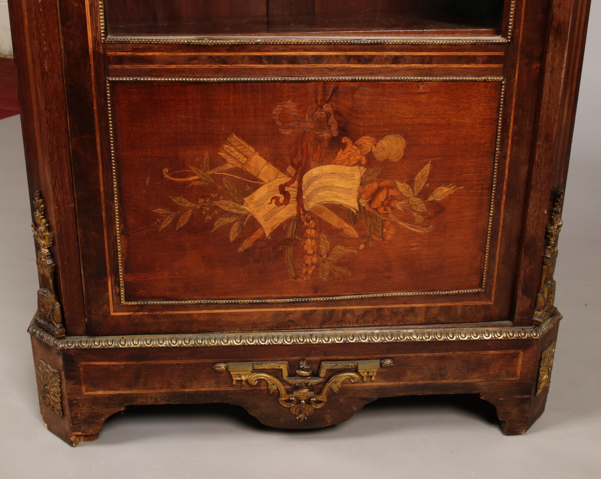 A 19th century mahogany marble top pier cabinet with gilt metal mounts. With marquetry inlay - Image 4 of 4