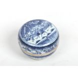 An 18th century Chinese paste pot and cover. Painted in underglaze blue to the cover with a Kylin