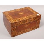 A Victorian walnut box with Tunbridge inlaid banding.