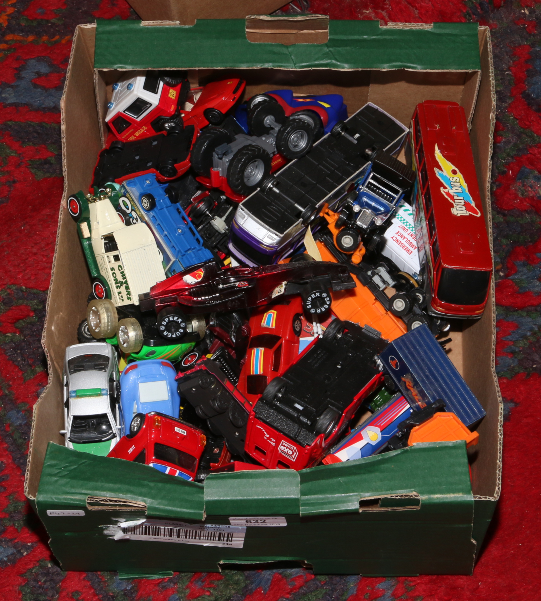 A box of Diecast vehicles to include welly, Corgi, Matchbox etc.