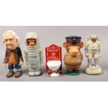 A quantity of vintage advertising figural money boxes including Kennedy Space Centre, Benjamin