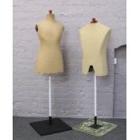 A vintage Levine & Son shop display mannequin on stand along with a similar example.