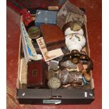 A box of miscellaneous collectables including boxed Meccano motor, jewellery boxes including musical