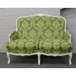 A French two seat settee and two matching arm chairs.Condition report intended as a guide only.