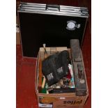 A box of miscellaneous to include tools, Diecast vehicles, boxed games, stoneware, folding beer pong