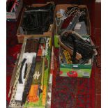 A collection of model railway to include two boxed Hornby part train sets, tracks, carriages, Hornby