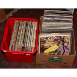 Two boxes of L.P records to include Elvis Presley, Diana Ross, Bob Dylan, Elton John etc.