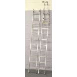 A double aluminium 11 rung ladder with roof apex hook.