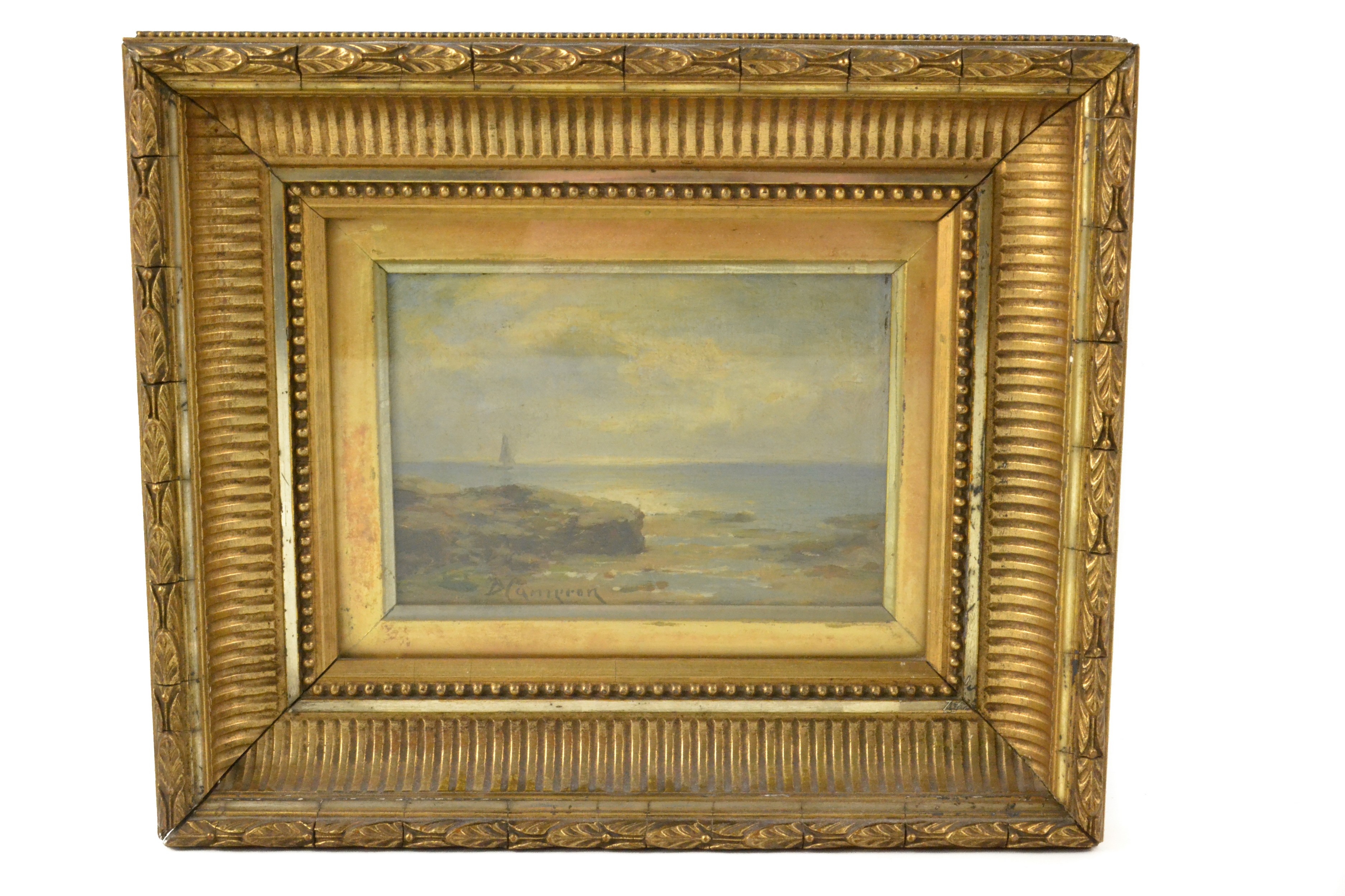 Sir David Young Cameron RA, Scottish Seascape, oil on board, signed, (10.5 x 15cm approx) - Image 2 of 4