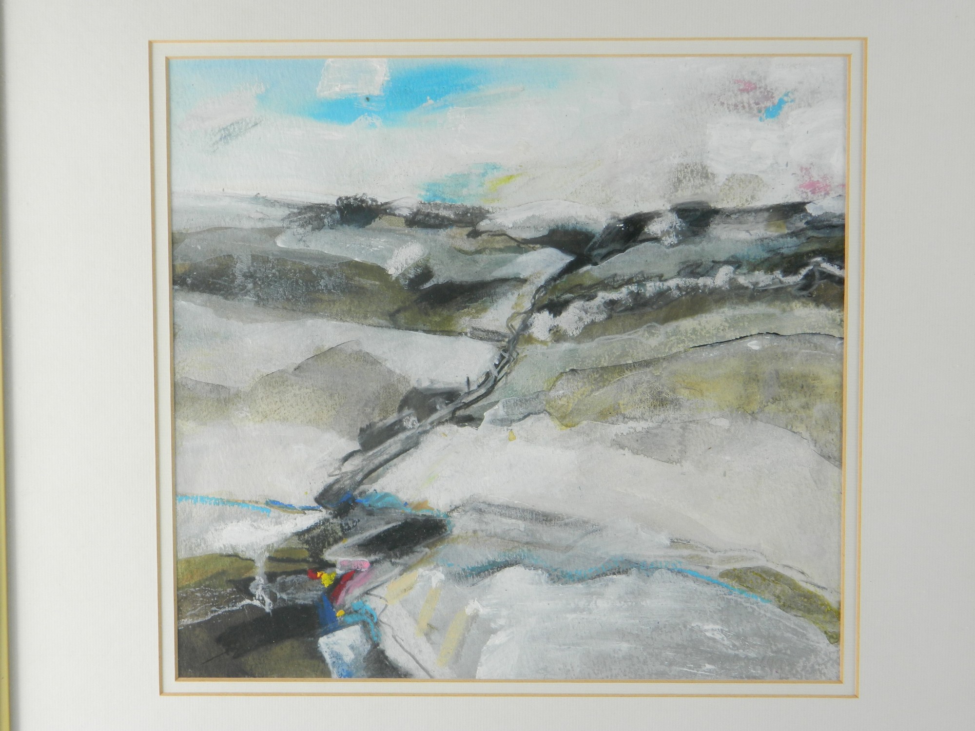 DOUGLAS DAVIES 'Winter' framed mixed media, signature faint dated 1993. Frame 43.5 by 45cm and mount