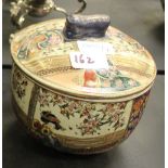 Chinese lidded bowl, handpainted with Geisha girls shown in heavily gilt design
