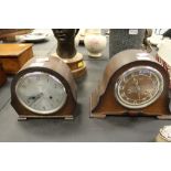 2 Smiths Enfield oak mantel clocks