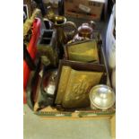 Group brass/copper jugs etc