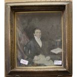 Regency watercolour - Seated gentleman, framed