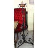 Wrought iron & copper standard lamp