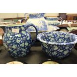 Repro blue and white jug and bowl